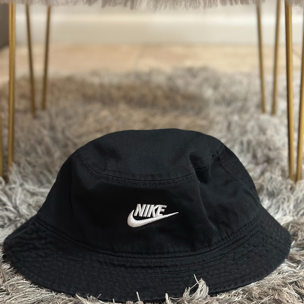 Nike Black Bucket Hat with White Swoosh Tag